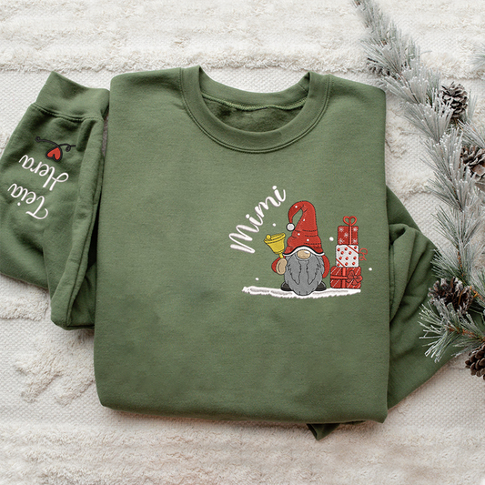 Embroidered Mimi Gnome Xmas With Grandkids Sweatshirt