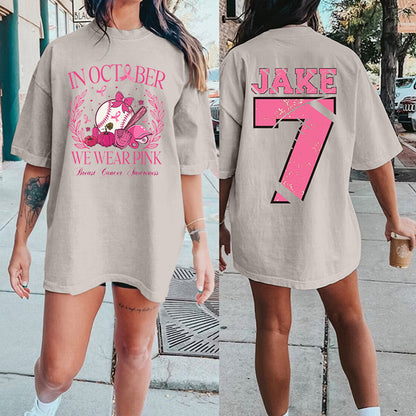 Custom Baseball Breast Cancer Awareness  Print Shirt