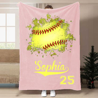 New Custom Softball Name Blanket