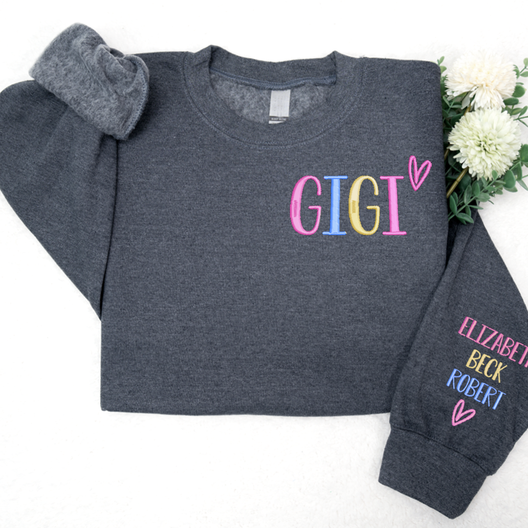 Custom Embroidered Grandma Valentine Day Sweatshirt