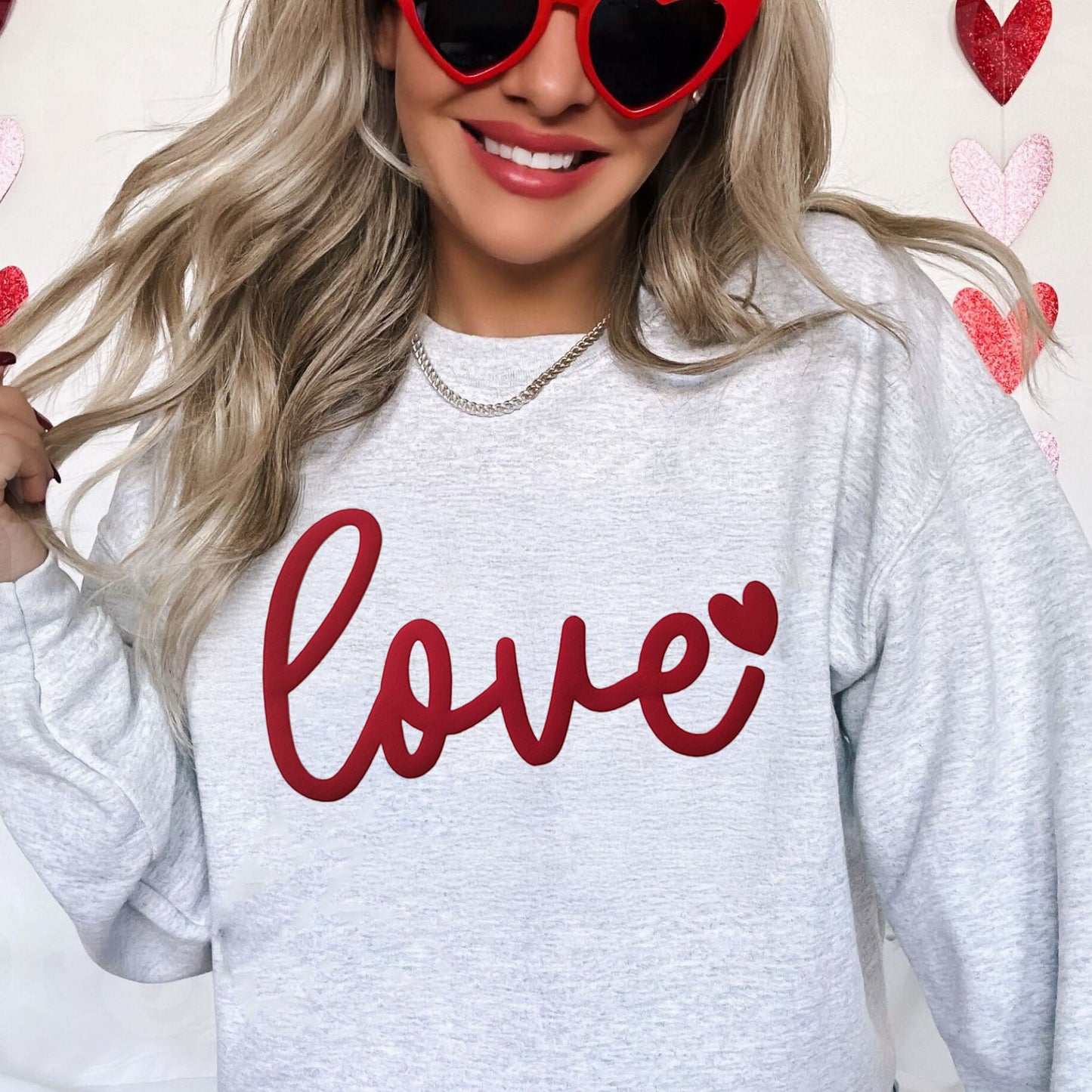 Custom 3D PUFF Embossed Valentine's Day gift，Family Love Sweatshirt