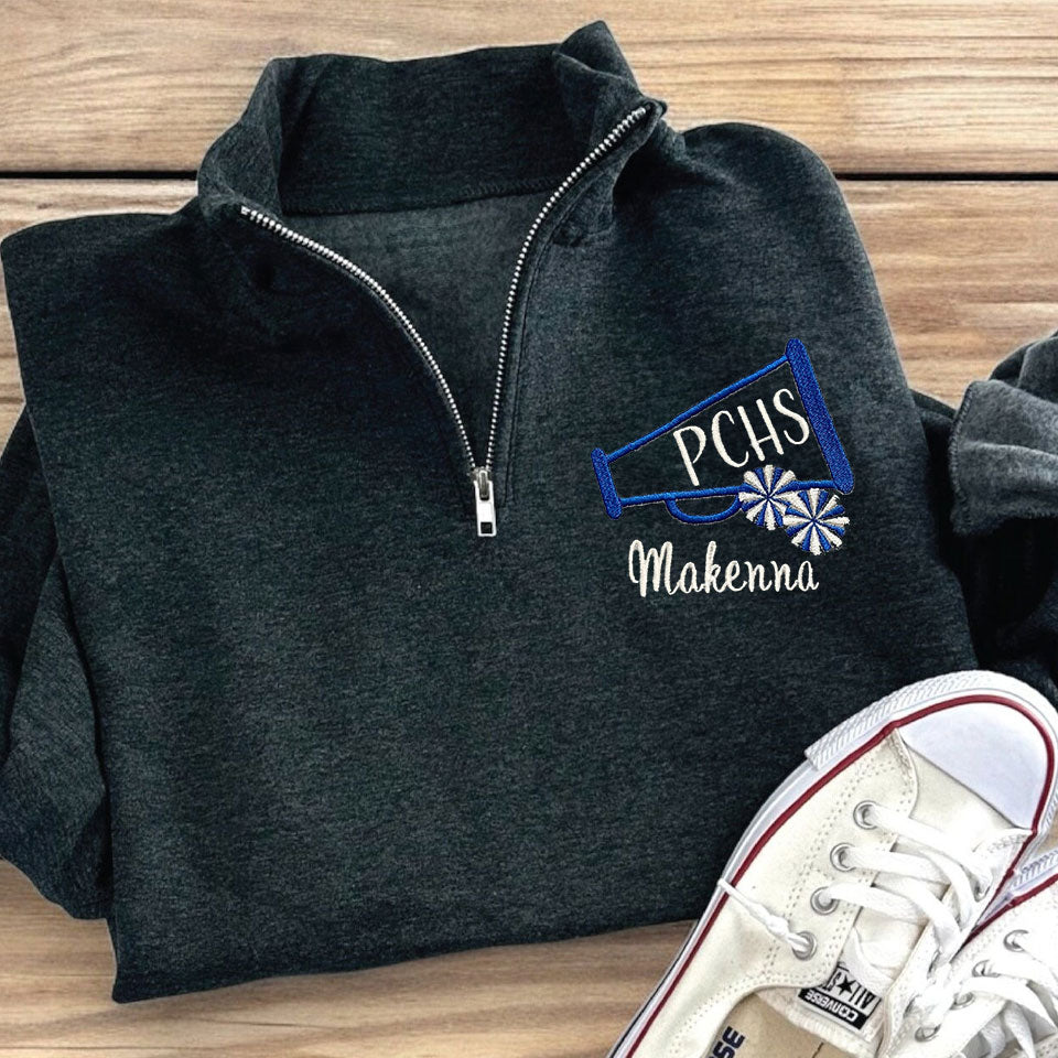 Gift For Cheer Team Cheerleader Or Cheer Mom, Custom Cheer 1/4 Zip Sweatshirt