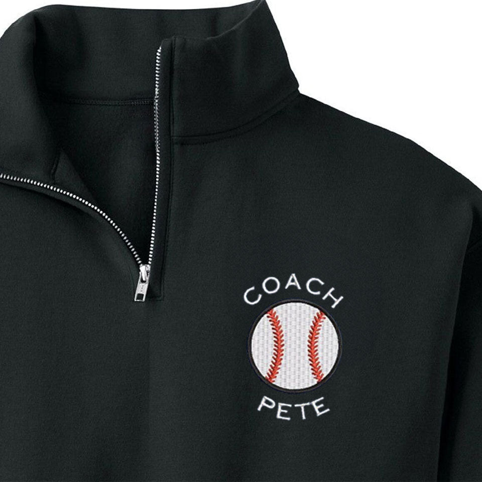 Personalized Baseball 1/4 Zip Sweatshirt For Men And Women Custom Embroidered Baseball Gift For Team