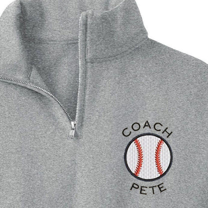 Personalized Baseball 1/4 Zip Sweatshirt For Men And Women Custom Embroidered Baseball Gift For Team