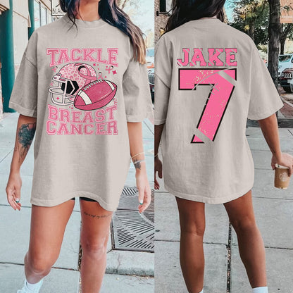 Custom Tackle Cancer Football Print Tee