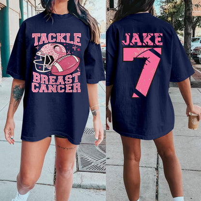 Custom Tackle Cancer Football Print Tee