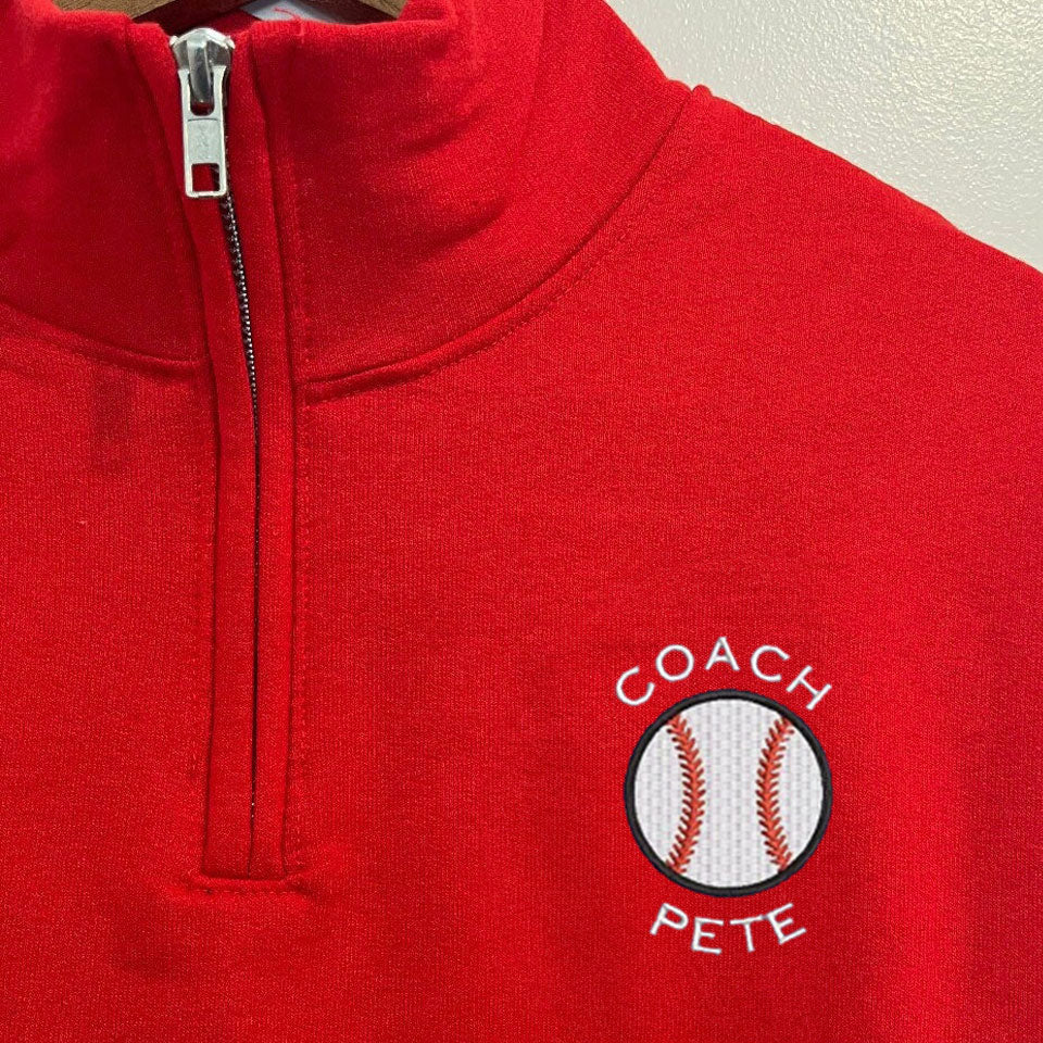 Personalized Baseball 1/4 Zip Sweatshirt For Men And Women Custom Embroidered Baseball Gift For Team