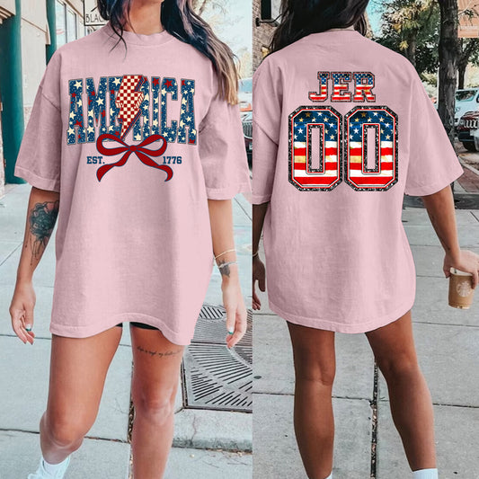 Custom 1776 America Shirt, 4th of july Coquette Bow Shirt, Fourth of july independence Day Gift