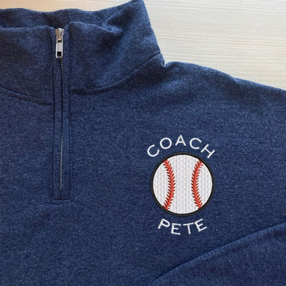 Personalized Baseball 1/4 Zip Sweatshirt For Men And Women Custom Embroidered Baseball Gift For Team