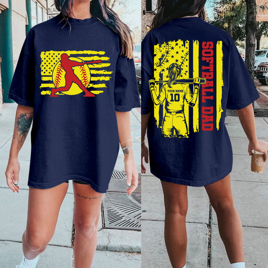 Softball American Flag Custom Name And Number