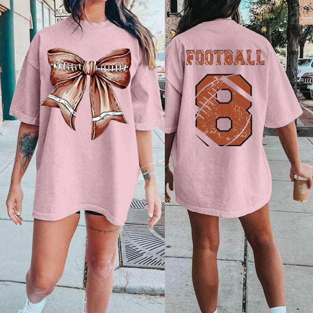 Custom Retro Softball/baseball/basketball/Football Bow Print Shirt