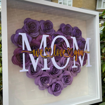 Customized Gift for Mother's Day,Solid Heart Flower Box, Paper Rose Shadow Box