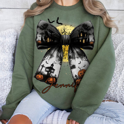 Custom Halloween Bow Print Sweatshirt