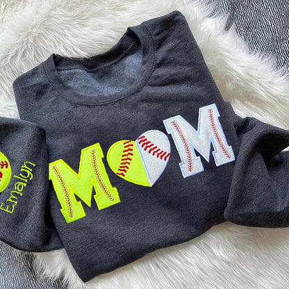 Custom Softball/Baseball Mom Embroidered Sweatshirt