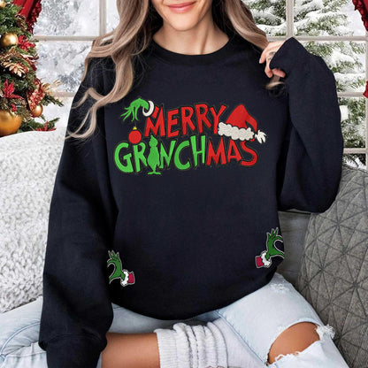 Merry Grinchmas side bow sweatshirt