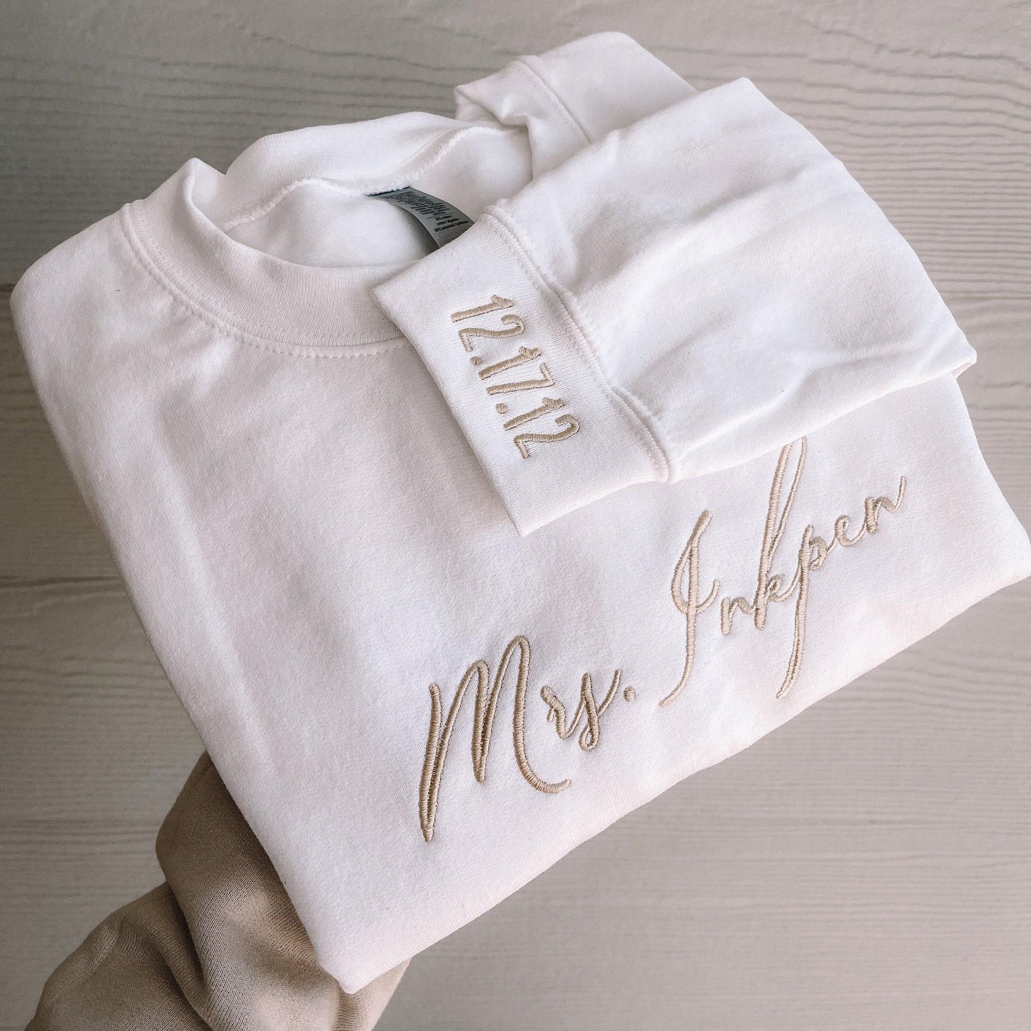 Custom Wife Embroidered Solid Sweatshirt || Wife sweatshirt