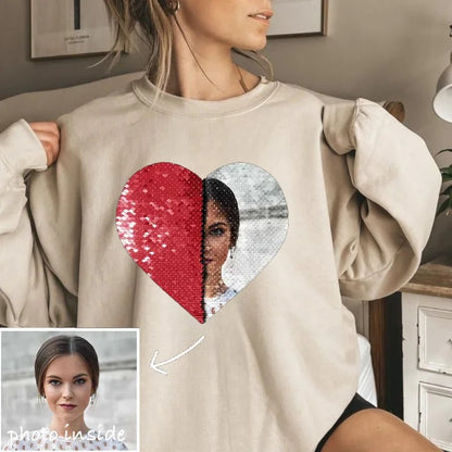 Mother's Day Custom Flip Sequin Shirt (Heart)