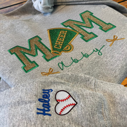 Personalize Embroidered Cheer Mom Sweatshirt/Custom Sparkly Senior Team Shirt