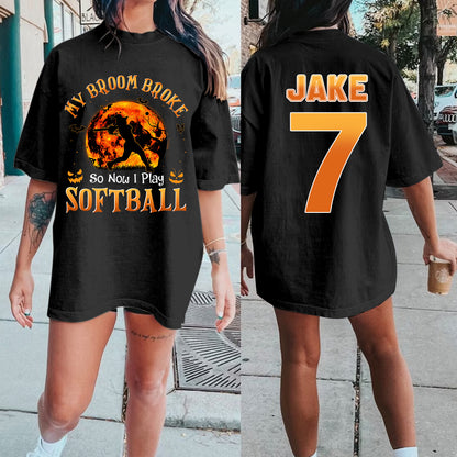 Personalized Halloween Football/Softball Shirt, Halloween Mom Shirt, Custom Football/Softball Girls Shirt