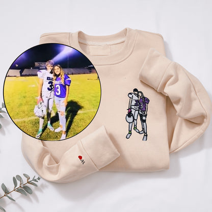 Custom Embroidered Sweatshirt Portrait Music Player Couple Family Gift