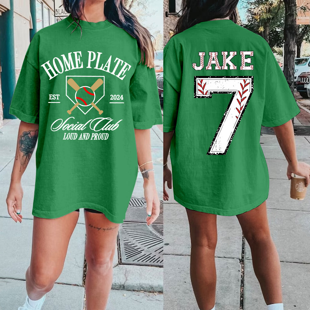 Custom Baseball Home Plate Print T-Shirt