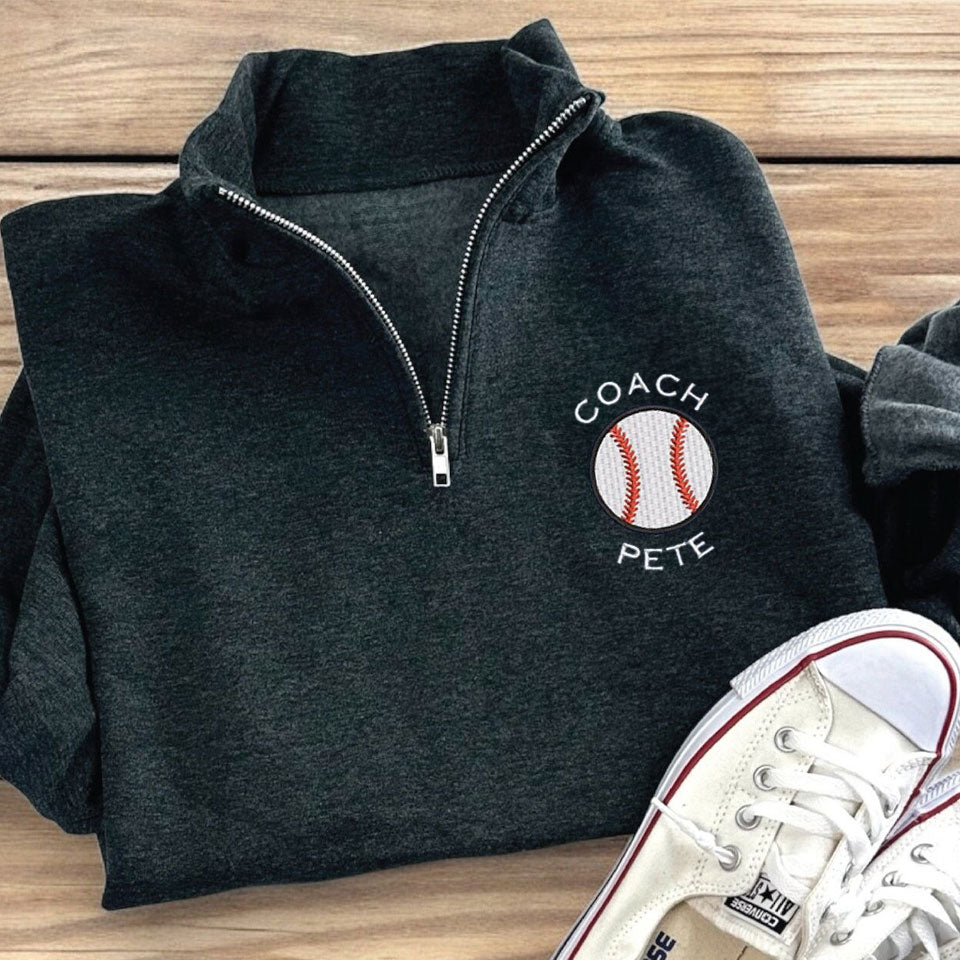 Personalized Baseball 1/4 Zip Sweatshirt For Men And Women Custom Embroidered Baseball Gift For Team