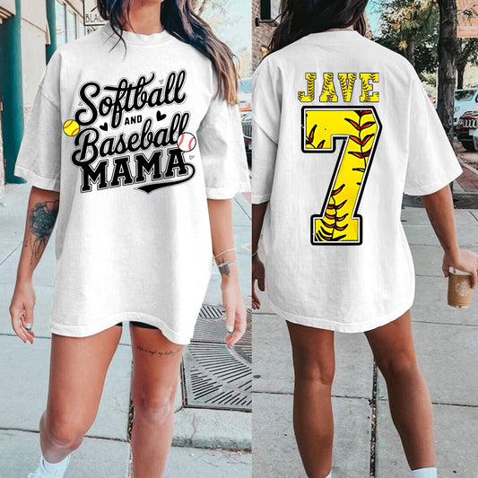 Softball And Baseball Mama Shirt, Baseball And Softball T-Shirt For Sports Mom