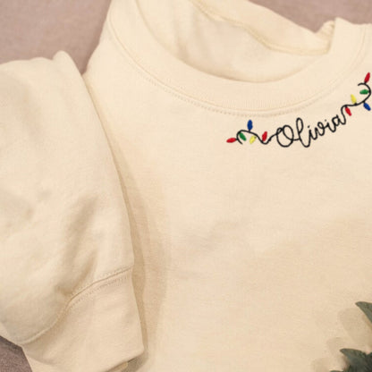 Adult Embroidered Christmas Sweatshirt/Christmas Lights Shirt