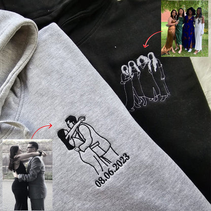 Custom Embroidered Outline Photo Sweatshirt