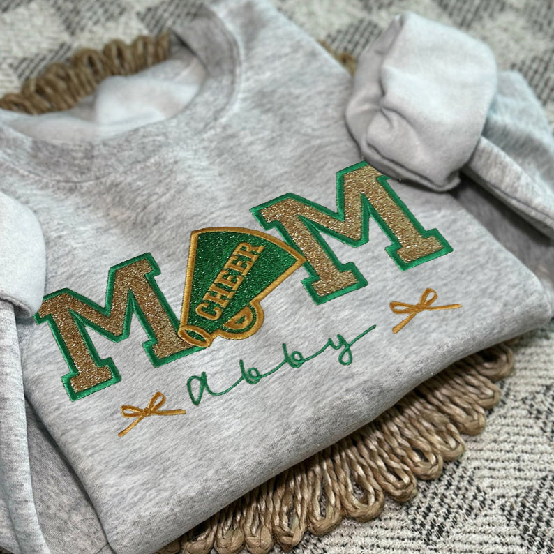 Personalize Embroidered Cheer Mom Sweatshirt/Custom Sparkly Senior Team Shirt