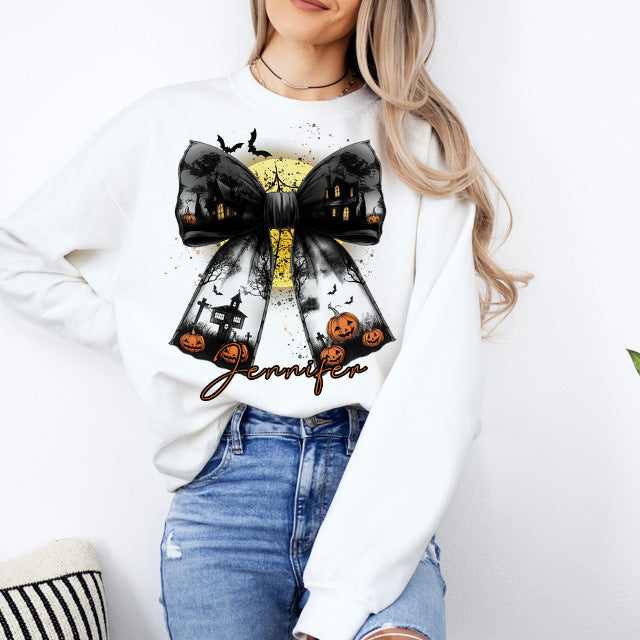 Custom Halloween Bow Print Sweatshirt