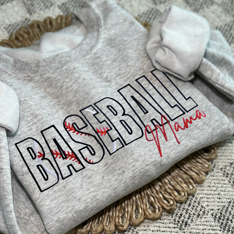 Custom Football/Baseball/Soccer Embroidered Mama/Mom/Nana Sweatshirt