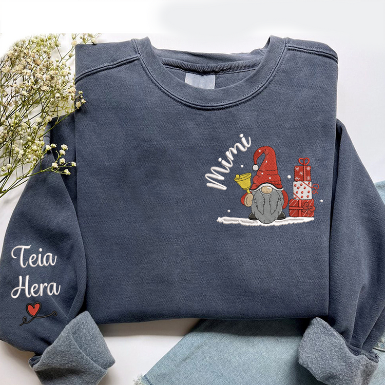 Embroidered Mimi Gnome Xmas With Grandkids Sweatshirt