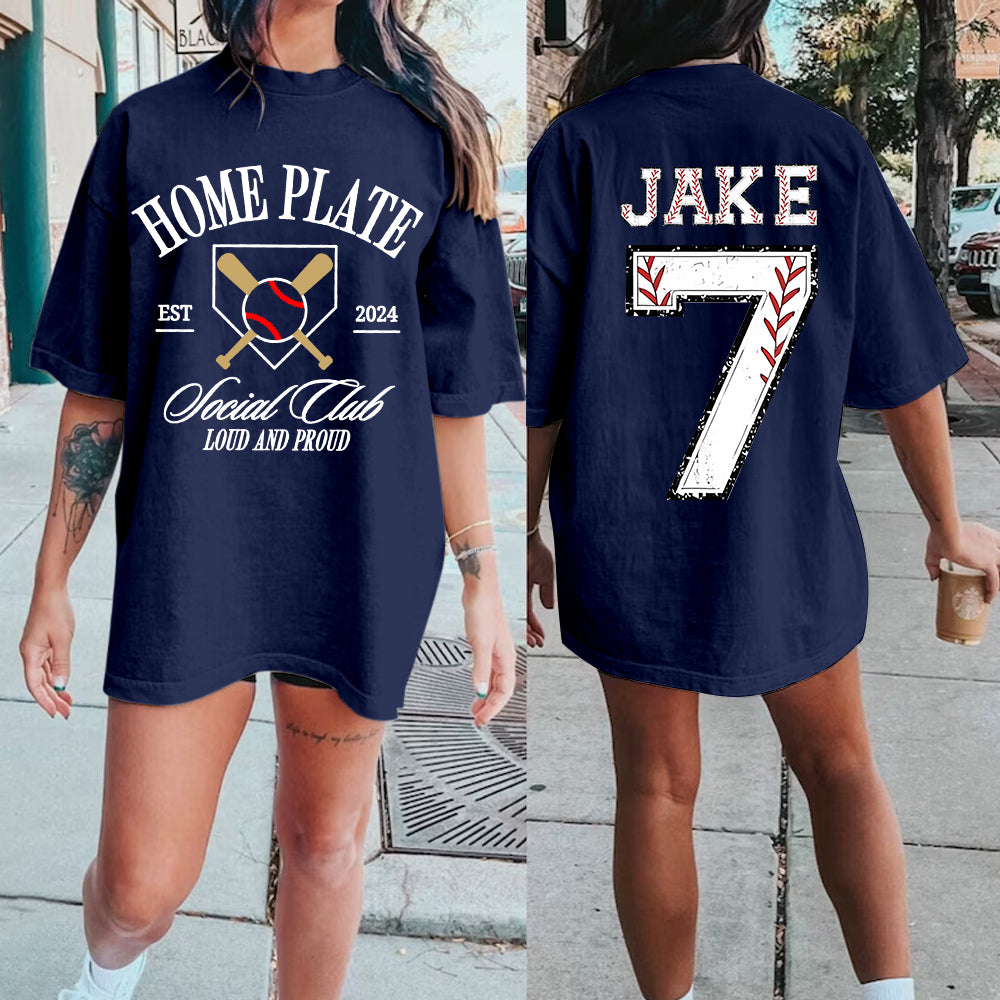 Custom Baseball Home Plate Print T-Shirt