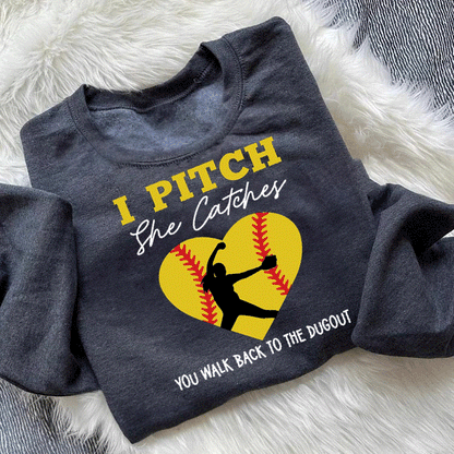 Personalize Softball Hooded Sweatshirt, I Pitch She Catches, She Catches I Pitch