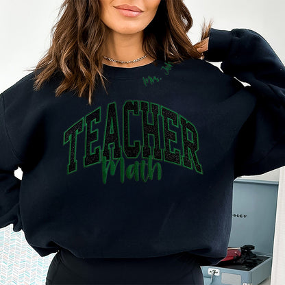 Teacher/Coach/ Career Embroidered Glitter Applique Sweatshirt