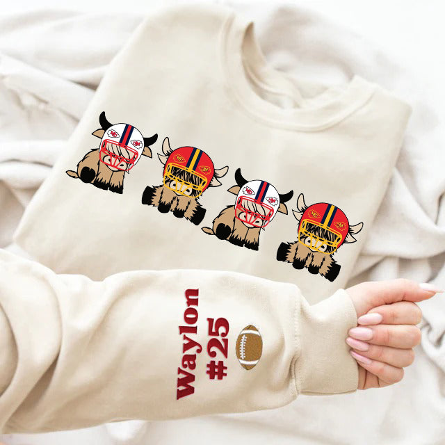 Custom Highland Cow College Football Sweatshirt