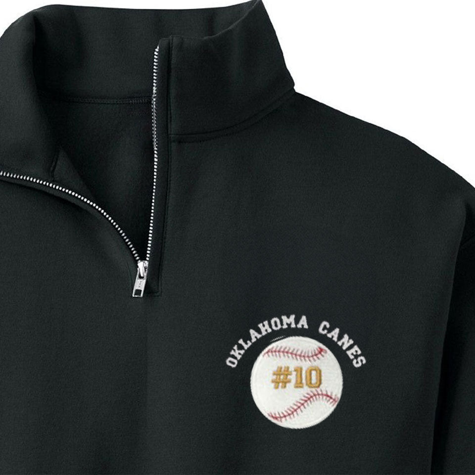 Custom baseball sports personalized quarter zip sweater shirt embroidered with name