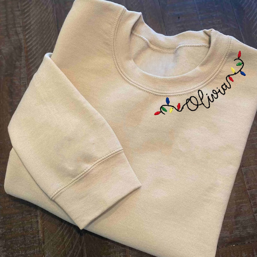 Adult Embroidered Christmas Sweatshirt/Christmas Lights Shirt