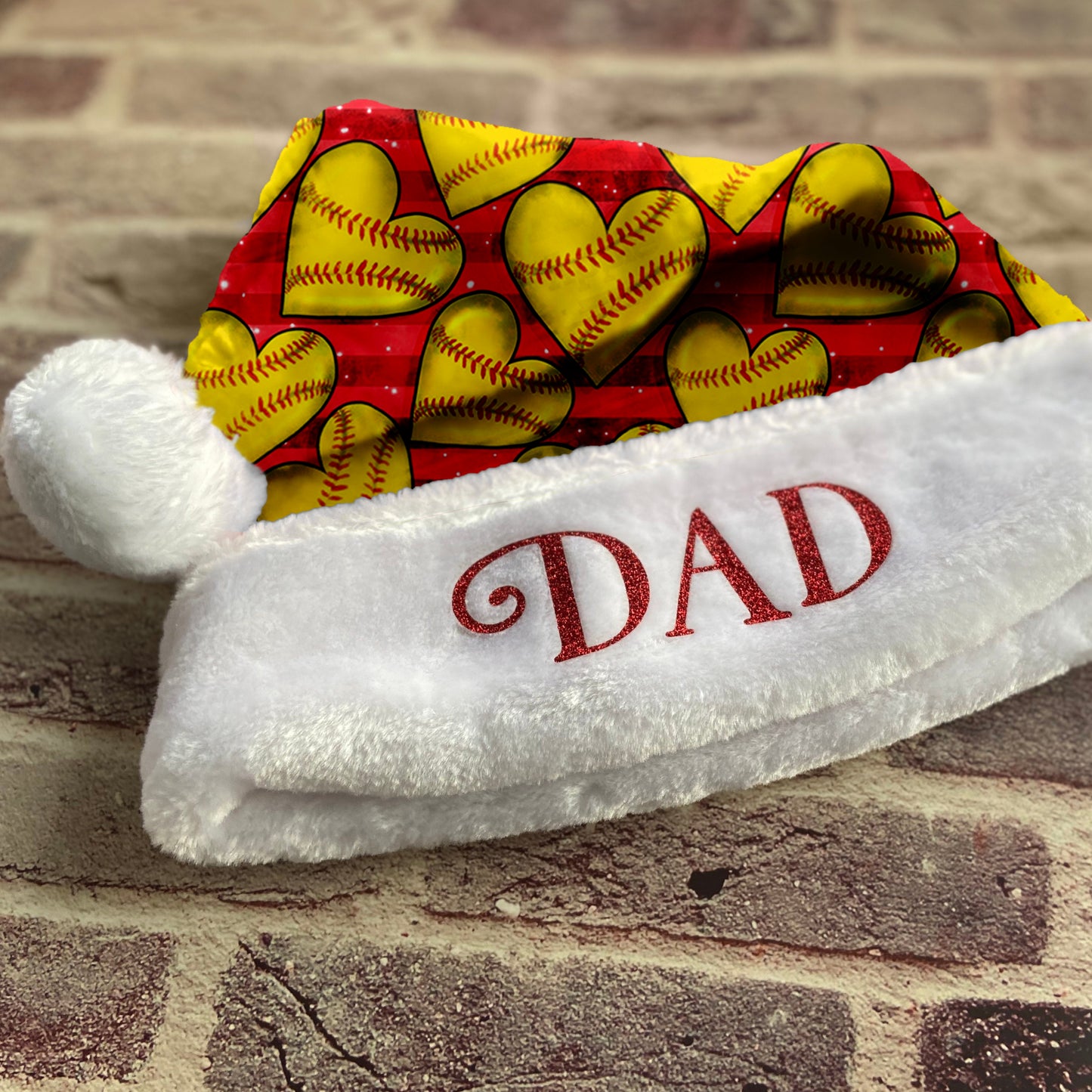 Personalized Love Softball Santa Hat/Christmas Hat