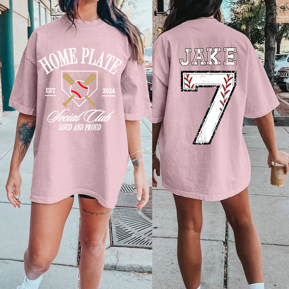 Custom Baseball Home Plate Print T-Shirt