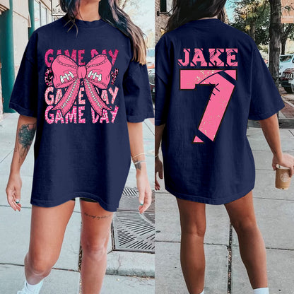 Custom Tackle Breast Cancer Game day Football Bow Print Shirt