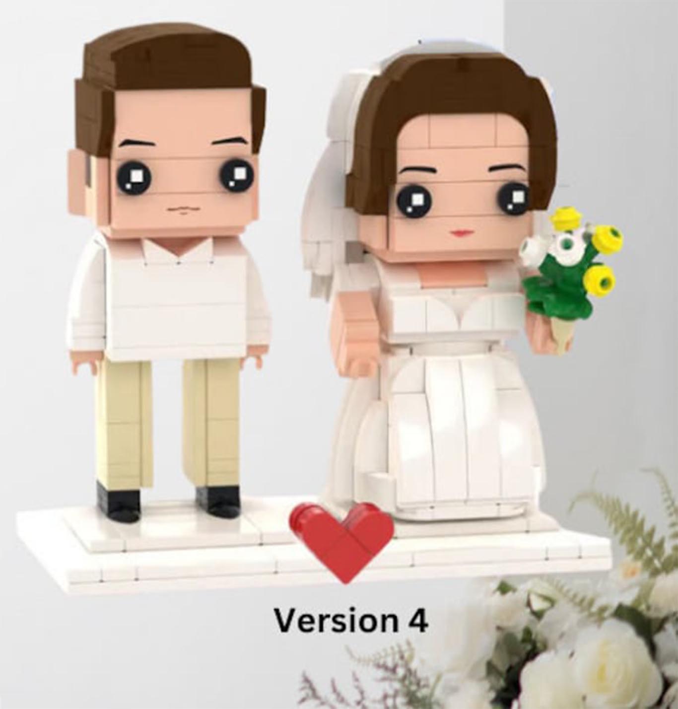 Personalized Wedding Brick Buddies, Custom Bride and Groom Brick Figures