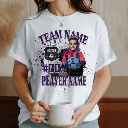 Photo Football Shirt Personalized Photo Shirt Custom Sports Mom Football Season Ball Mom Bleached Tees