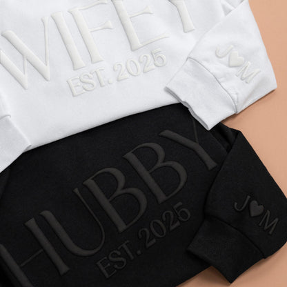 Embossed Wifey Hubby Sets, Wifey Sweatshirt