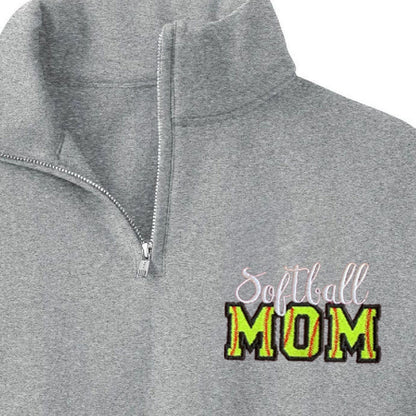 Custom Embroidered Softball Mom Sweatshirt with Kid Name on sleeve Personalized Softball MOM Shirt