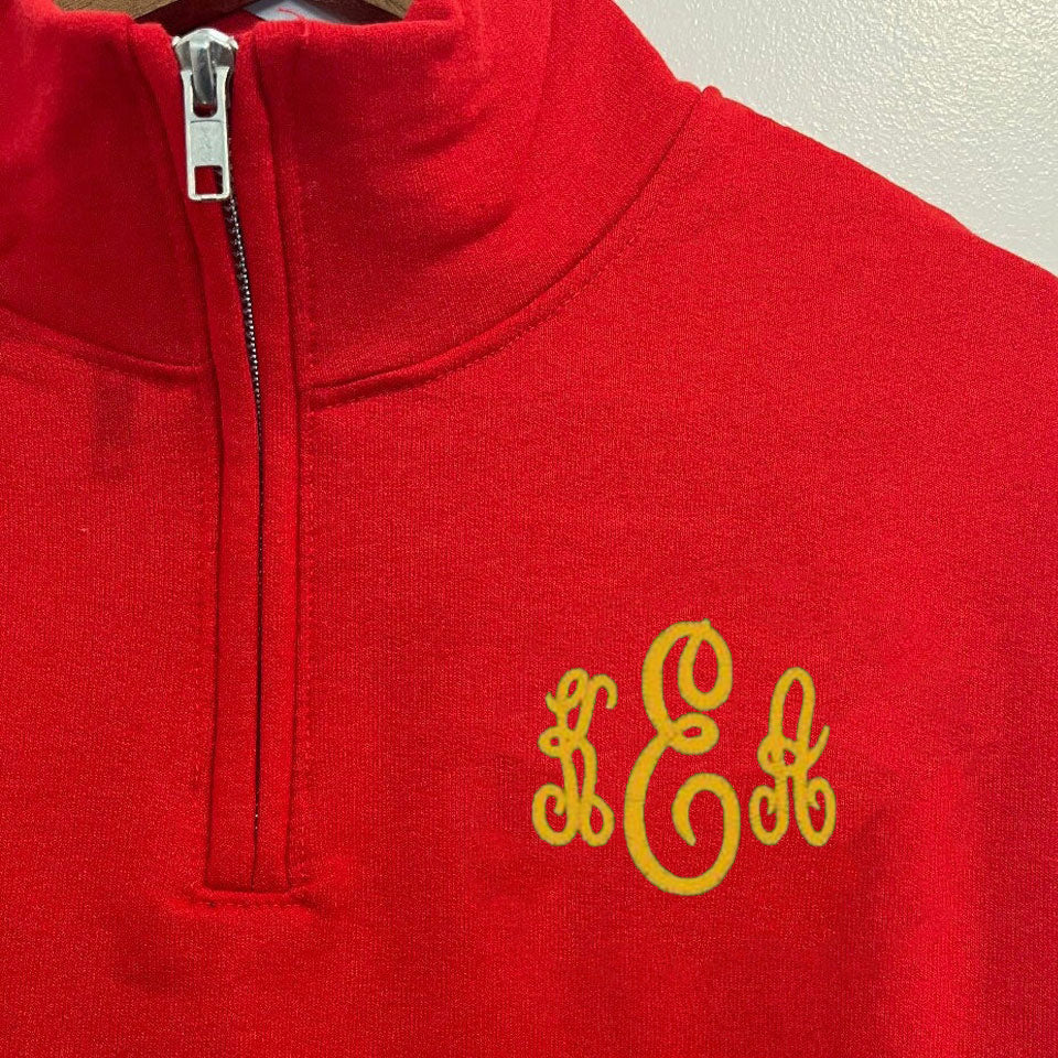 Monogram Sweatshirt, Monogram Quarter Zip Pullover