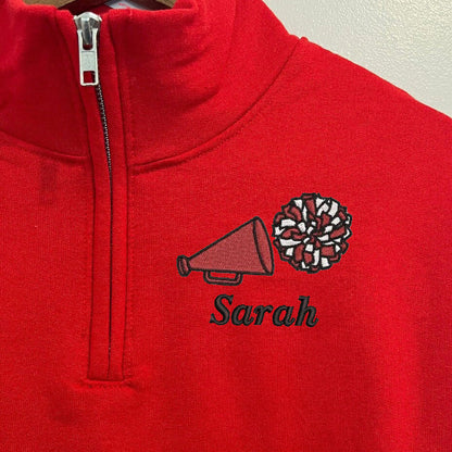 Personalized Cheer Quarter Zip Sweatshirt ，Cheer Team Custom Embroidered