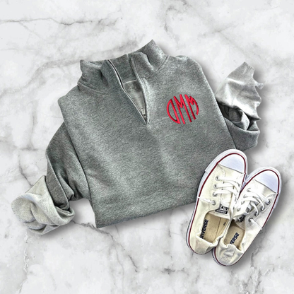 Monogram Sweatshirt, Monogram Quarter Zip Pullover