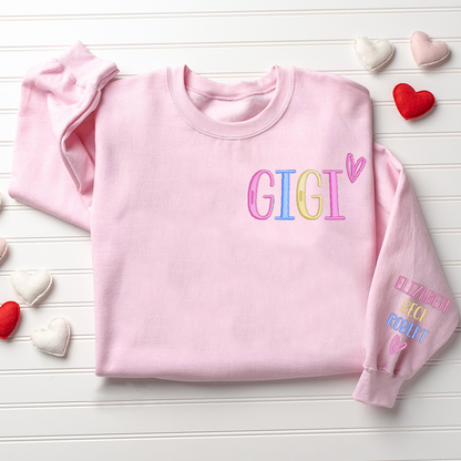 Custom Embroidered Grandma Valentine Day Sweatshirt